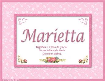 Marietta, nombre, significado y origen de nombres