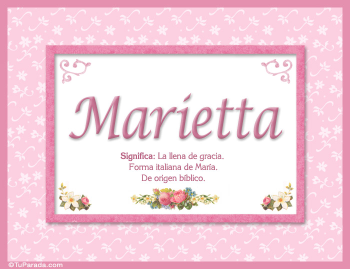 Marietta, nombre, significado y origen de nombres