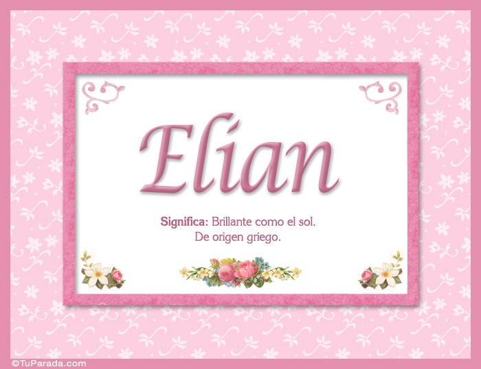 Tarjeta - Elian, nombre, significado y origen de nombres