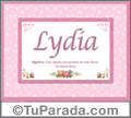 Lydia, nombre, significado y origen de nombres