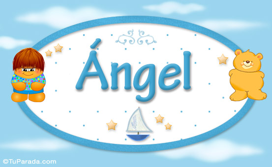 Angel - Nombre para bebé, tarjetas de Nombres para niños, bebés, osito nene