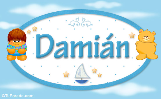 Tarjeta - Damián - Nombre para bebé