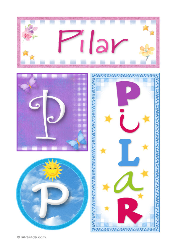Pilar - Carteles e iniciales, tarjetas de Mujer - Nombres propios