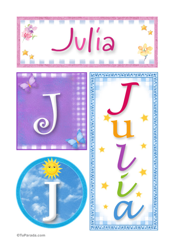 Tarjeta - Julia, nombre, imagen para imprimir