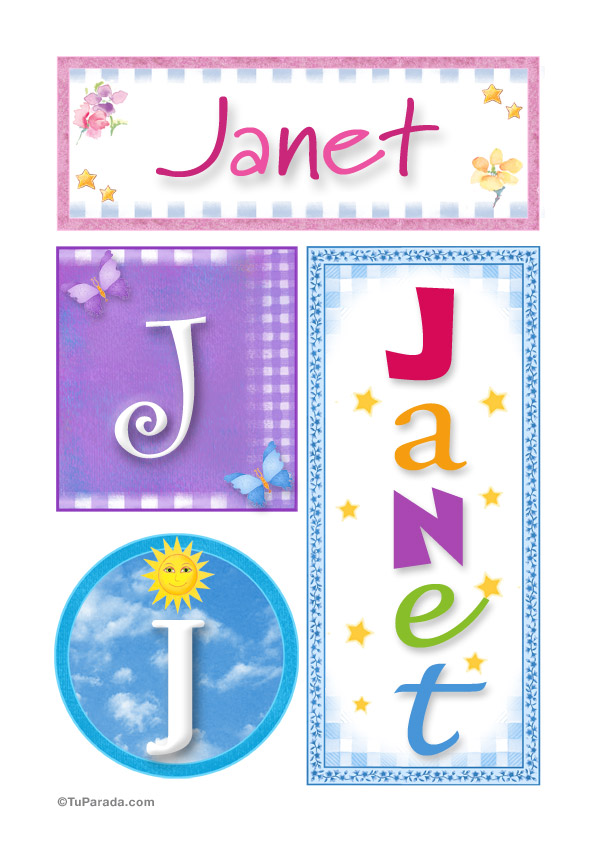 Tarjeta - Janet, nombre, imagen para imprimir