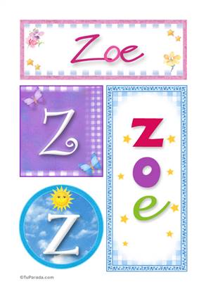 Zoe, nombre, imagen para imprimir