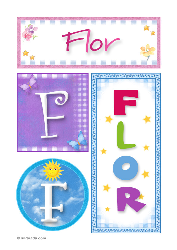 Flor, nombre, imagen para imprimir, tarjetas de Mujer - Nombres propios