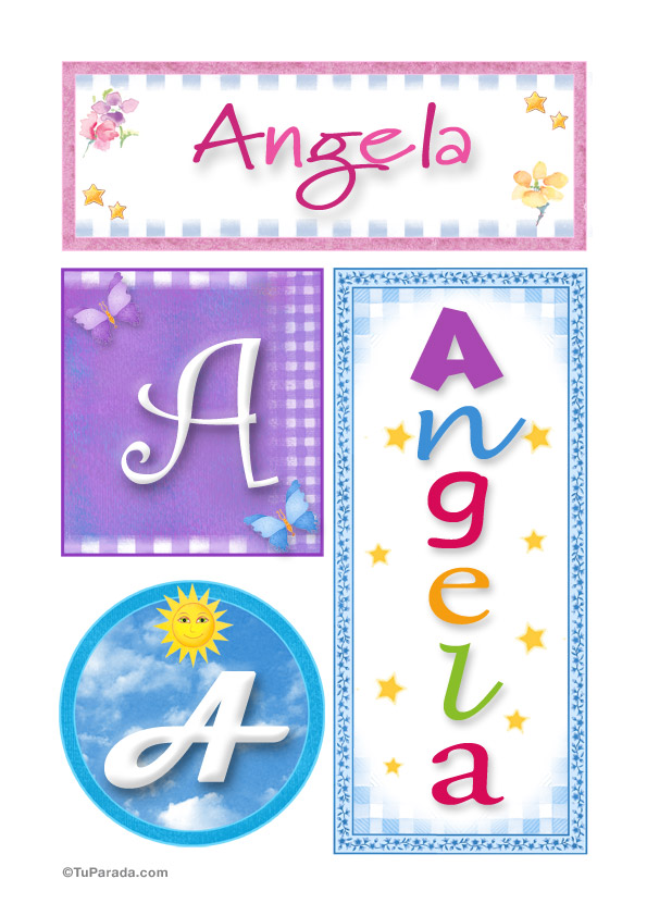 Tarjeta - Angela, nombre, imagen para imprimir