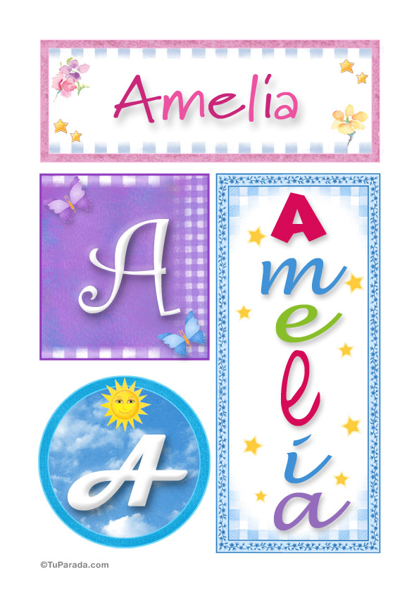 Tarjeta - Amelia, nombre, imagen para imprimir