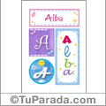 Alba, nombre, imagen para imprimir