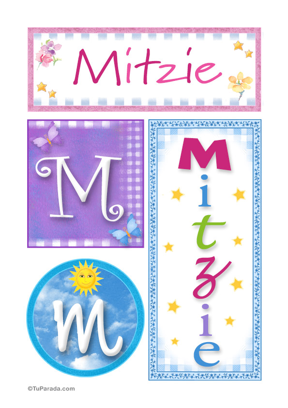 Tarjeta - Mitzie, nombre, imagen para imprimir