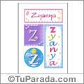 Zyanya, nombre, imagen para imprimir