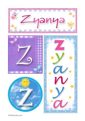 Zyanya, nombre, imagen para imprimir