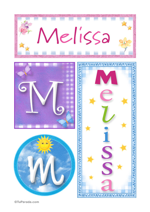 Melissa, nombre, imagen para imprimir - Mujer - Nombres propios, tarjetas