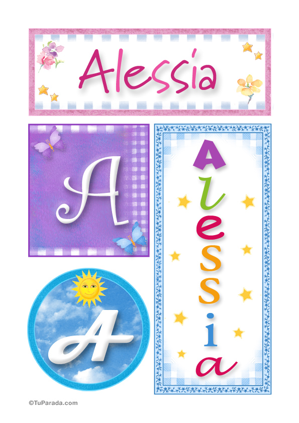Tarjeta - Alessia, nombre, imagen para imprimir