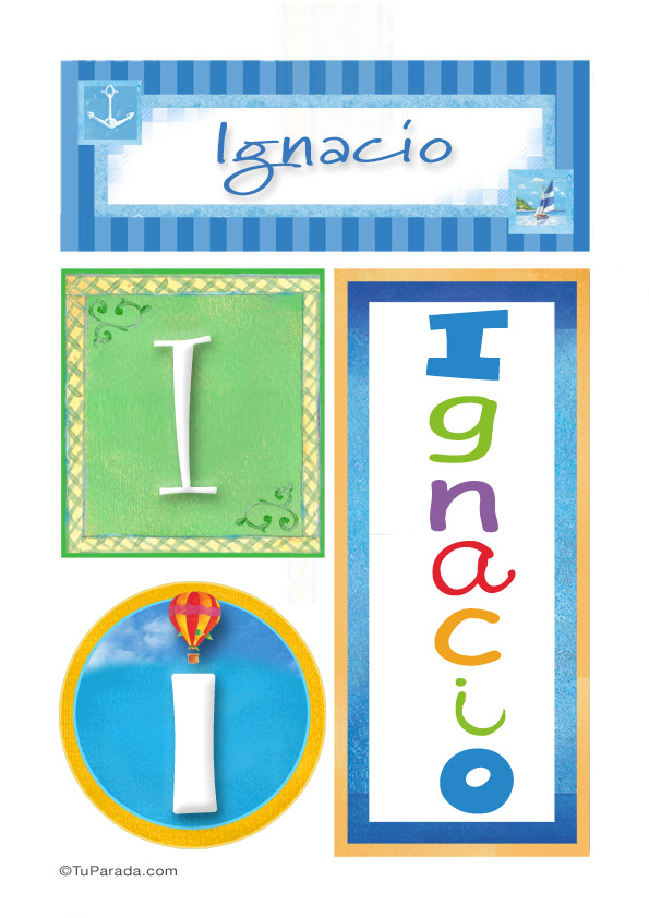 Tarjeta - Ignacio, nombre, imagen para imprimir