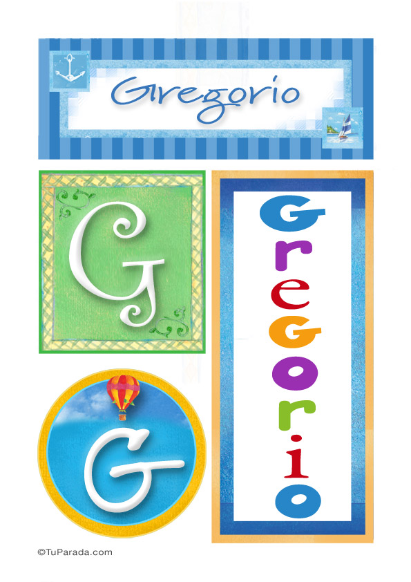 Gregorio, nombre, imagen para imprimir, tarjetas de Varón Nombres propios Gregorio, nombre, imagen para imprimir, tarjetas de Varón Nombres propios