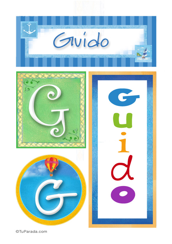 Guido, nombre, imagen para imprimir, tarjetas de Varón Nombres propios