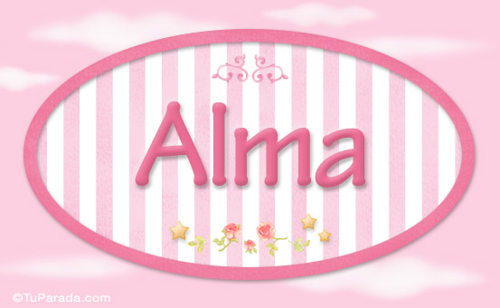 Tarjeta - Alma, nombre de bebé de niña