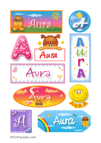 Aura nombre para stickers - Nombres de mujer - Stickers 