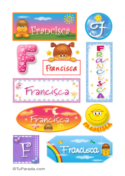 Tarjeta - Francisca, nombre para stickers