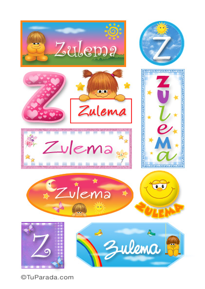 Zulema, nombre para stickers - Nombres de mujer - Stickers, tarjetas