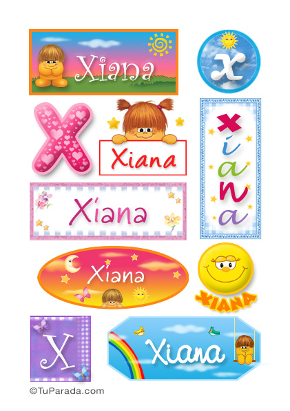 Tarjeta - Xiana, nombre para stickers