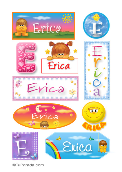 Tarjeta - Erica, nombre para stickers