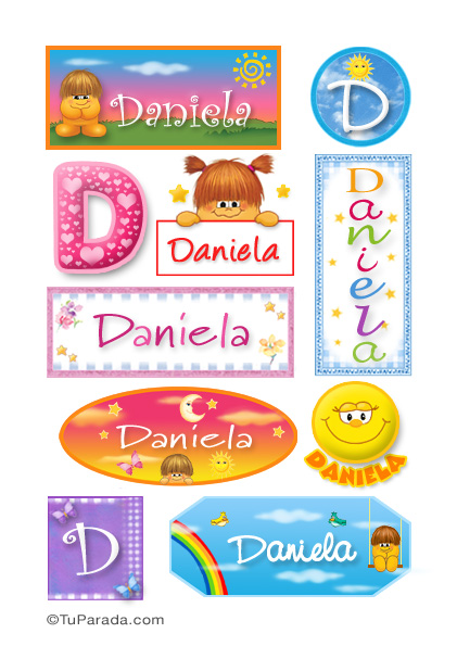 Tarjeta - Daniela, nombre para stickers