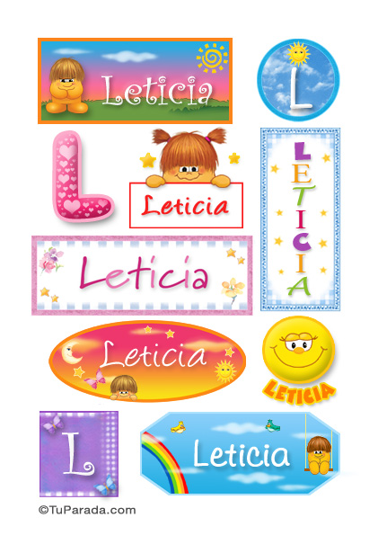 Tarjeta - Leticia, nombre para stickers