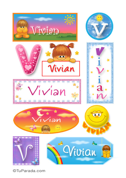 Tarjeta - Vivian, nombre para stickers