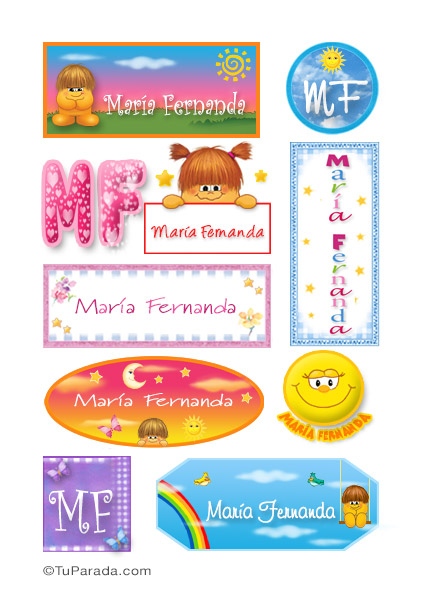 Tarjeta - María Fernanda, nombres para stickers