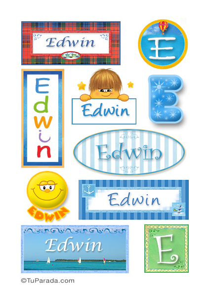 Tarjeta - Edwin, nombre para stickers