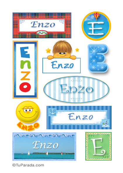 Tarjeta - Enzo, nombre para stickers