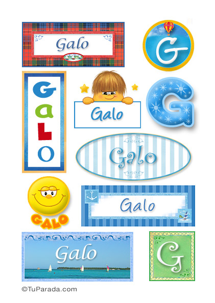 Tarjeta - Galo, nombre para stickers