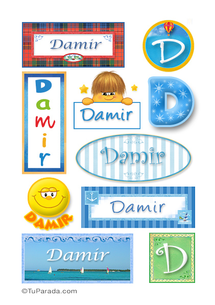 Tarjeta - Damir, nombre para stickers
