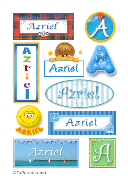 Tarjeta - Azriel, nombre para stickers