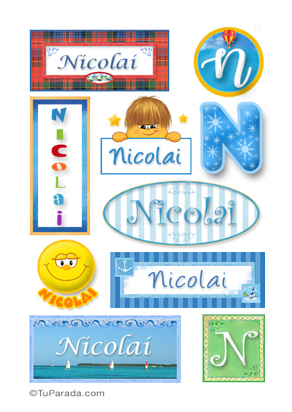 Tarjeta - Nicolai, nombre para stickers