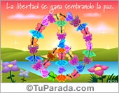 Tarjeta - Símbolo de la paz con mariposas
