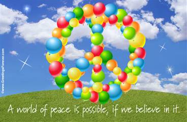 Peace Symbol ecard with balloons