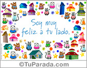 Tarjeta de gatitos y casas