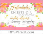 Tarjeta de felicidades y deseos de alegrías