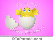 Tarjeta de Nacimiento con pollito en rosa