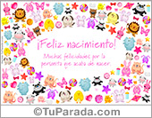 Tarjeta de nacimiento con detalles para niñas