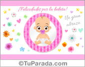 Tarjeta de feliz nacimiento en rosa