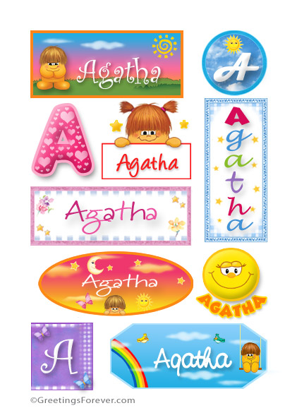 Agatha in stickers - Female Names in stickers, ecards