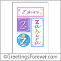 Name Zahira and initials