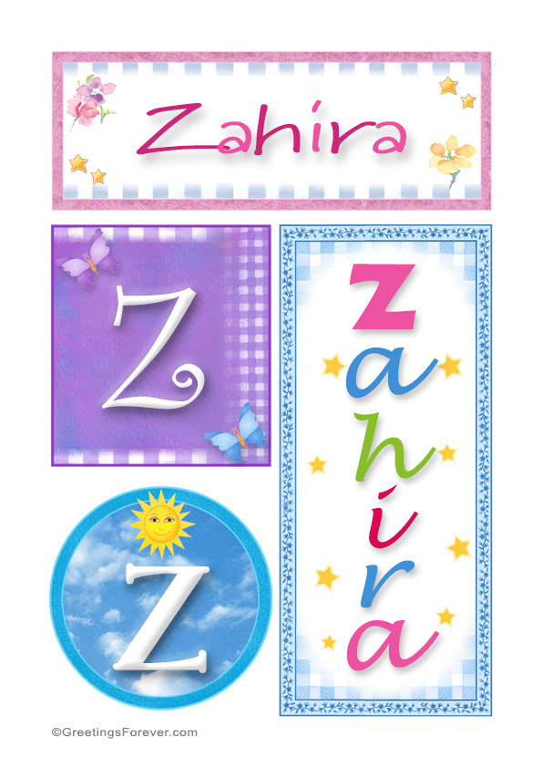 Ecard - Name Zahira and initials