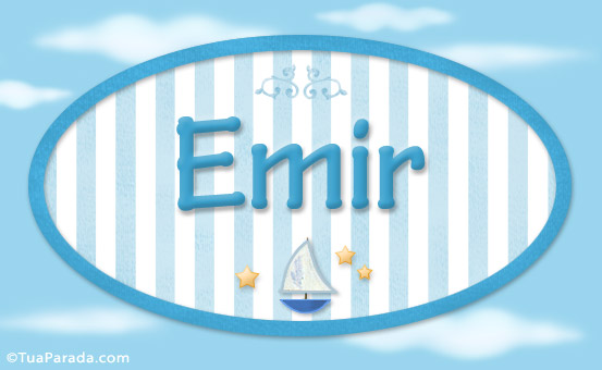 Cartão - Nomes decorativo de bebê Emir, para imprimir