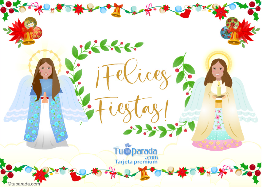 Tarjeta - Felices Fiestas con ángeles